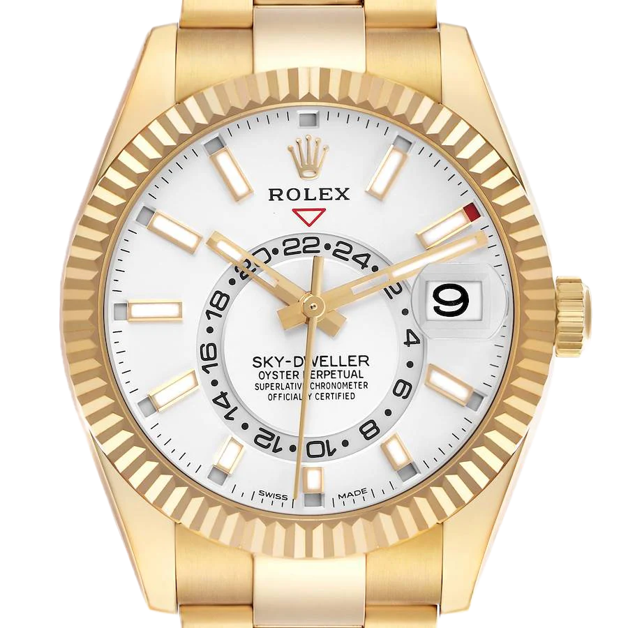 Sky-Dweller 42mm Yellow Gold White Dial Automatic Mens Watch 326938