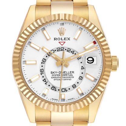 Sky-Dweller 42mm Yellow Gold White Dial Automatic Mens Watch 326938