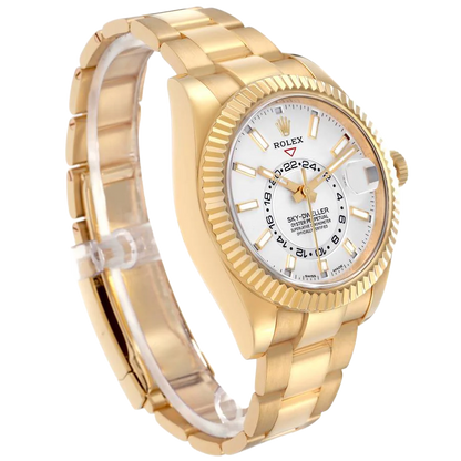 Sky-Dweller 42mm Yellow Gold White Dial Automatic Mens Watch 326938