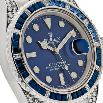 Submariner Date 40mm 116659SABR White Gold Blue Dial Sapphire Diamond Bezel