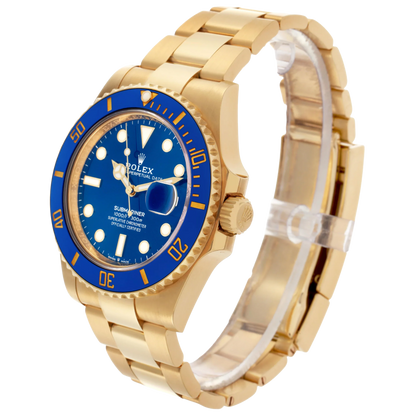 Submariner 41mm Yellow Gold Blue Dial Bezel Mens Watch 126618