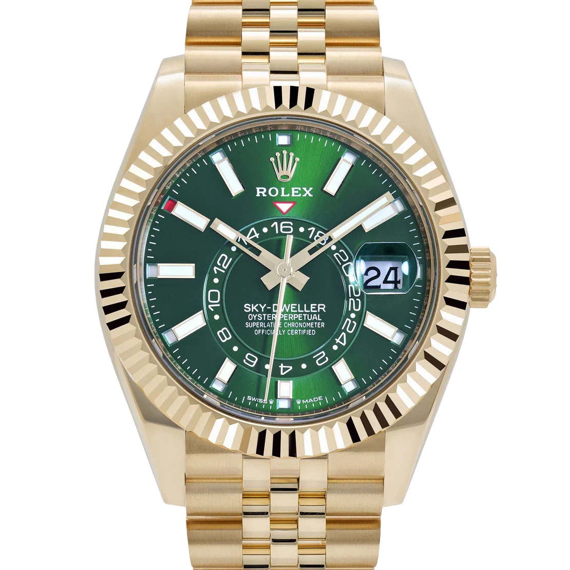 Sky-Dweller 42mm Yellow Gold Bright Green Dial Jubilee 336938 (2025)