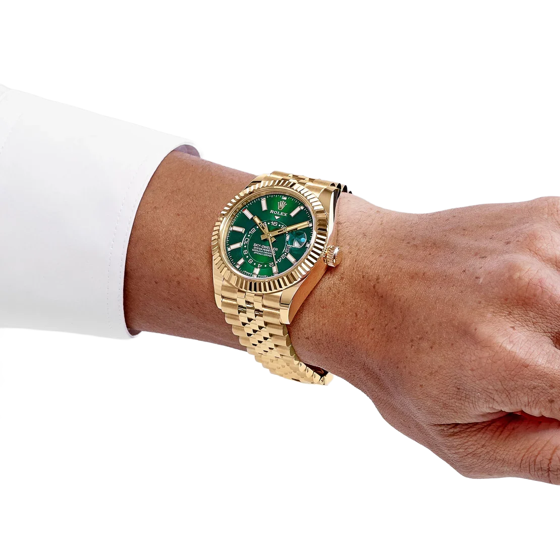 Sky-Dweller 42mm Yellow Gold Bright Green Dial Jubilee 336938 (2025)